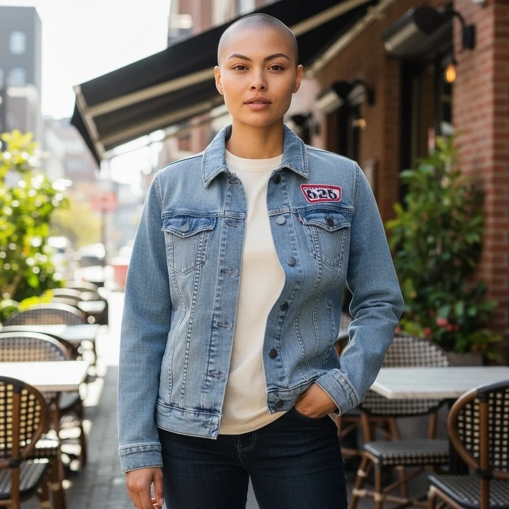 Disney Lilo & Stitch Denim Jacket, 98% Cotton / 2% Spandex, Size Small - Picture 2 of 14